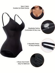 V-Neck Bodysuit Waist Trainer Tummy Control Body Shaper