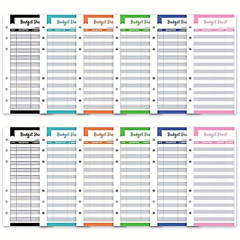 12pcs A6 Budget Cash Envelope Core 6 Colors Finance Management