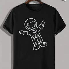 Cartoon Astronaut Print Men's Graphic T shirt