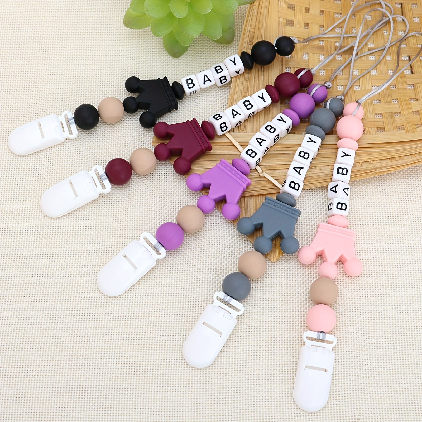 Personalized Silicone Crown Baby Pacifier Chain