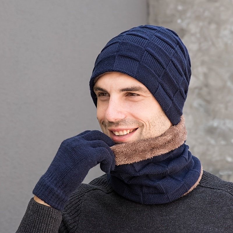 Winter Hats And Scarves Plus Velvet Knitted Mens And Womens Outdoor Warm Caps