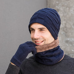 Winter Hats And Scarves Plus Velvet Knitted Mens And Womens Outdoor Warm Caps