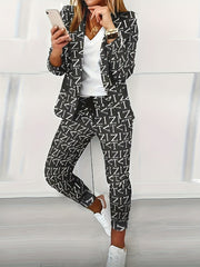 Allover Print Blazer & Pants Set for Women