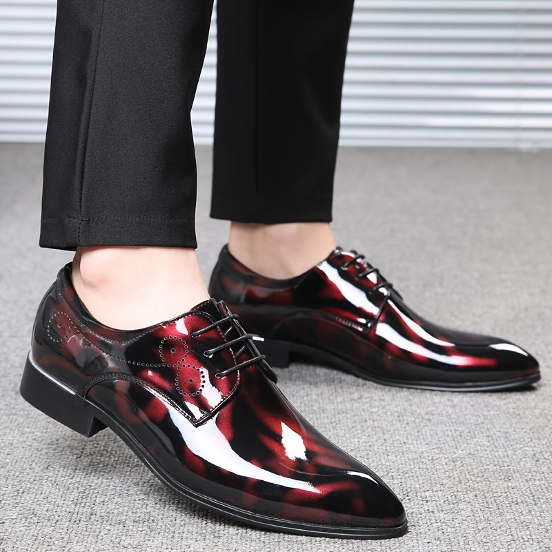 Men Brogue Pointed Toe Oxford Shoes Slip On Dress Wedding Business Office