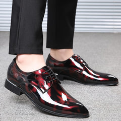 Men Brogue Pointed Toe Oxford Shoes Slip On Dress Wedding Business Office