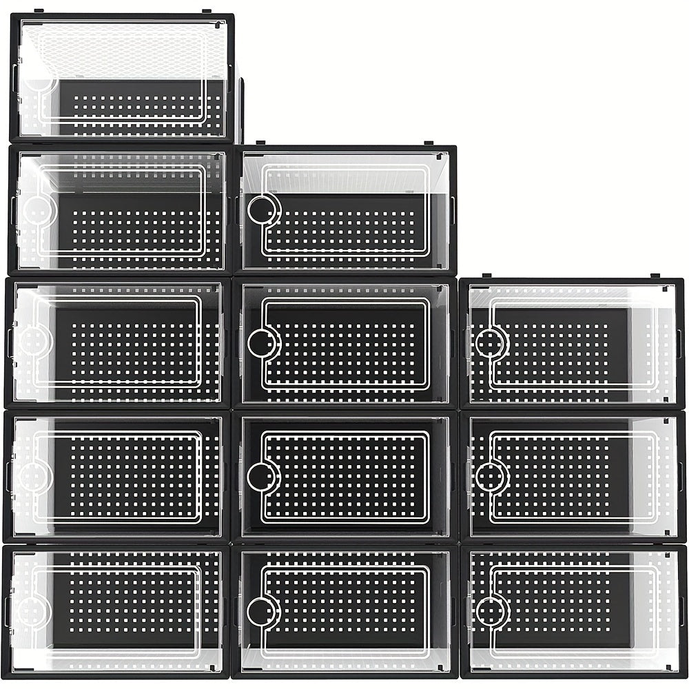 12pcs Transparent Shoe Box Organizers, Foldable Dustproof Storage Box