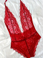 Floral Lace Plunging Teddy Bodysuit Lingerie
