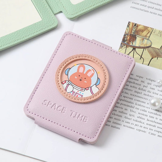 Double Sided PU Makeup Mirror Folding Portable Double Sided Mirror