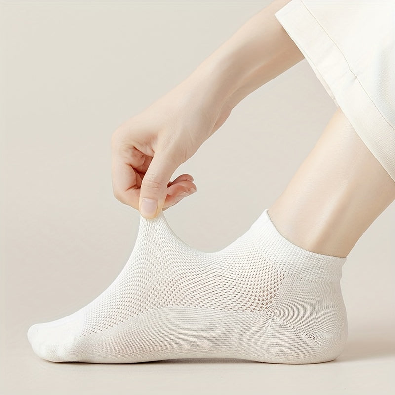 7 Pairs Solid Low Cut Sports Socks Women's Stockings & Hosiery