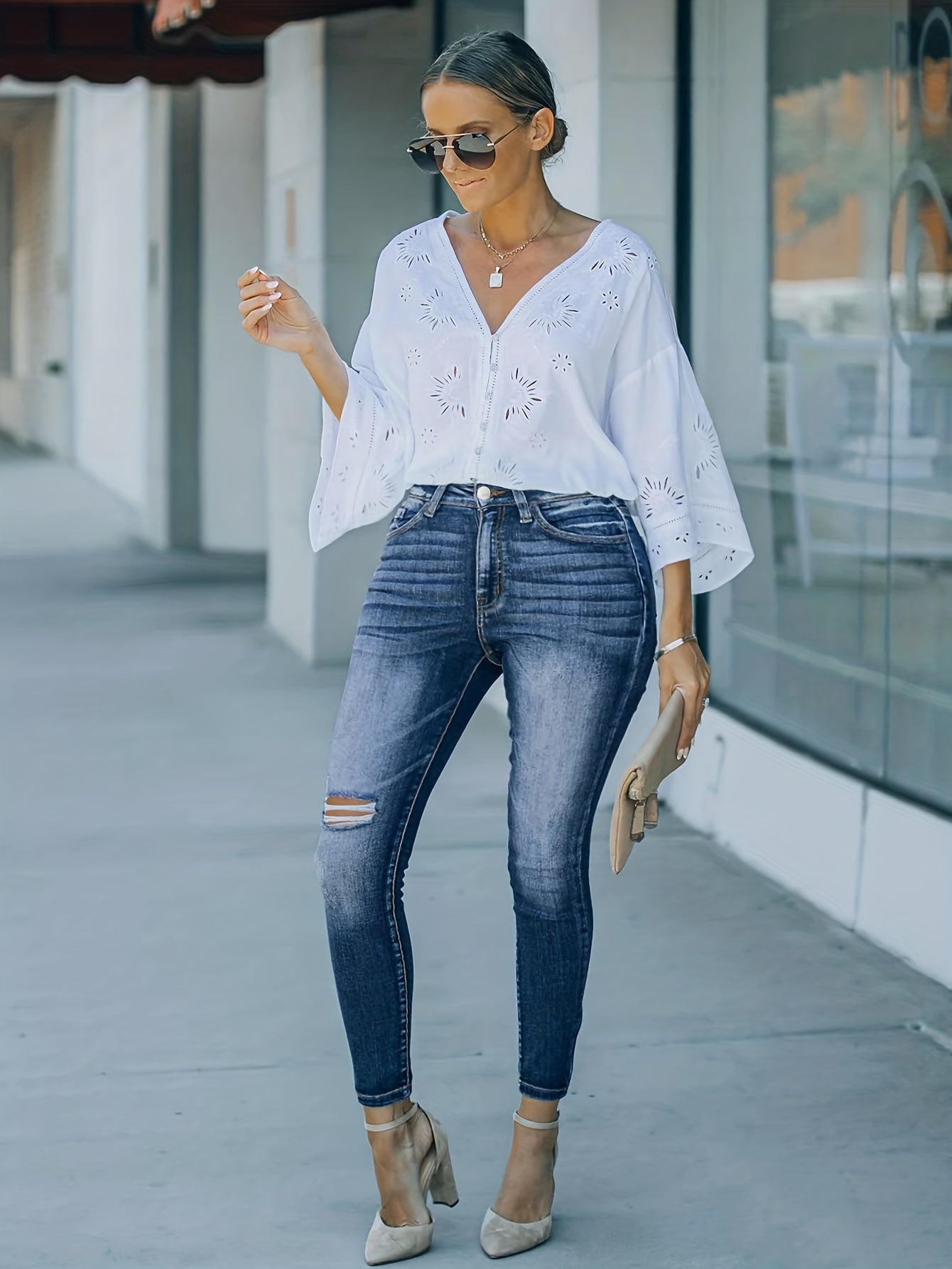 Sexy Jeans Women's Ripped High Rise Skinny Jeans