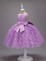 Butterfly Appliques Sleeveless Princess Dress For Girls
