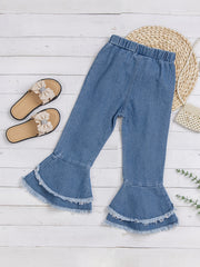 Baby Girls Ruffles Jeans Elastic Waist Flare Leg Pants