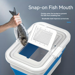 Foldable Fishing Bucket Portable Thicken Live Fish Barrel With Mesh Fishing Tack