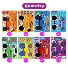 16pcs Monster Truck Stickers - 8 Designs Truck Party Favors for Birthday Party
