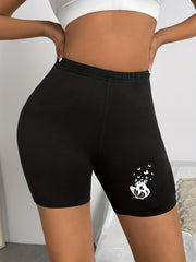 Butterfly Print Shorts Casual Summer Workout Slim Shorts Women's Clothing