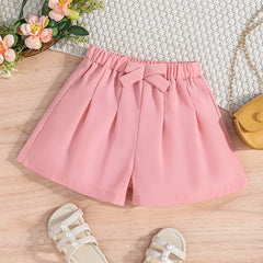 Girls' Casual Pleated Elastic Waist Summer Shorts