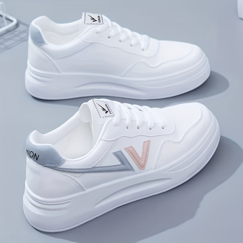 Women's Letter Decor Platform Shoes Casual Lace Up Outdoor Sneakers