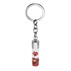 Glass Wish Bottle Keychain Dried Flower Pendant Charms Key Ring