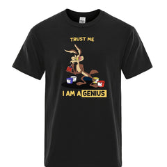 Cartoon Rabbit&Letter Print Men's Graphic Crew Neck T-shirt