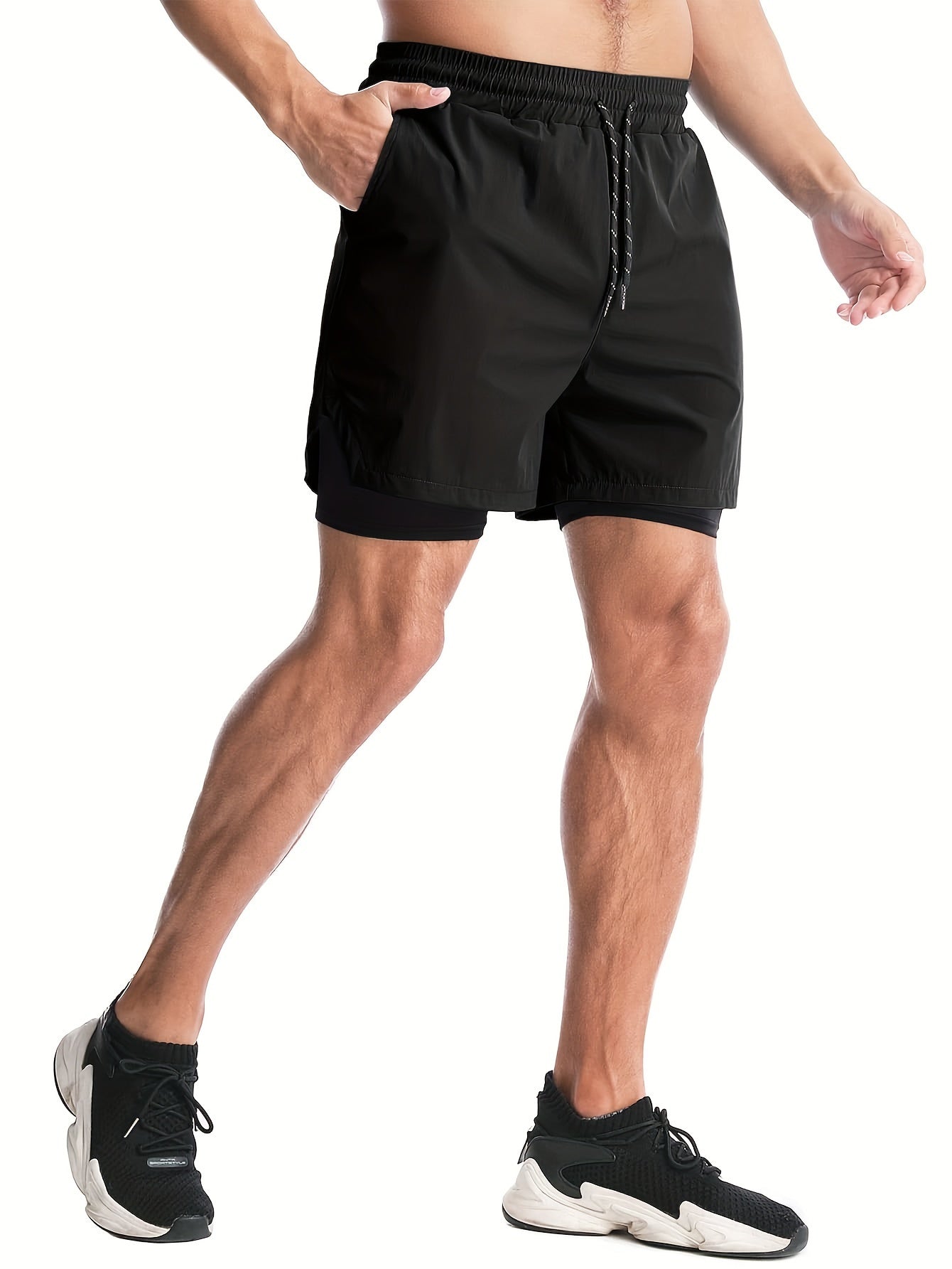 Men's 2 in 1 Double Layer Quick Drying Sports Shorts