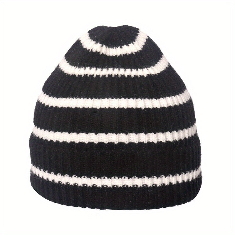 Kids' Striped Woolen Windproof Beanie Hat