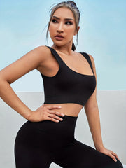 2pcs Seamless U neck Sports Bra & Leggings Set