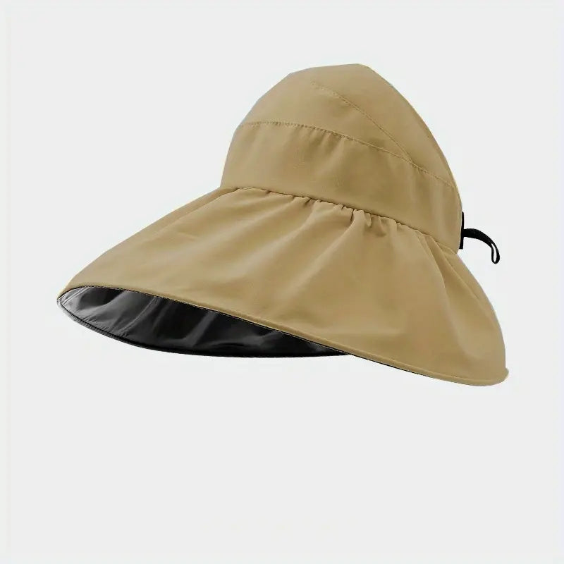UPF50 Ponytail Visor Hat Solid Double Layer Sun Hat Lightweight Foldable