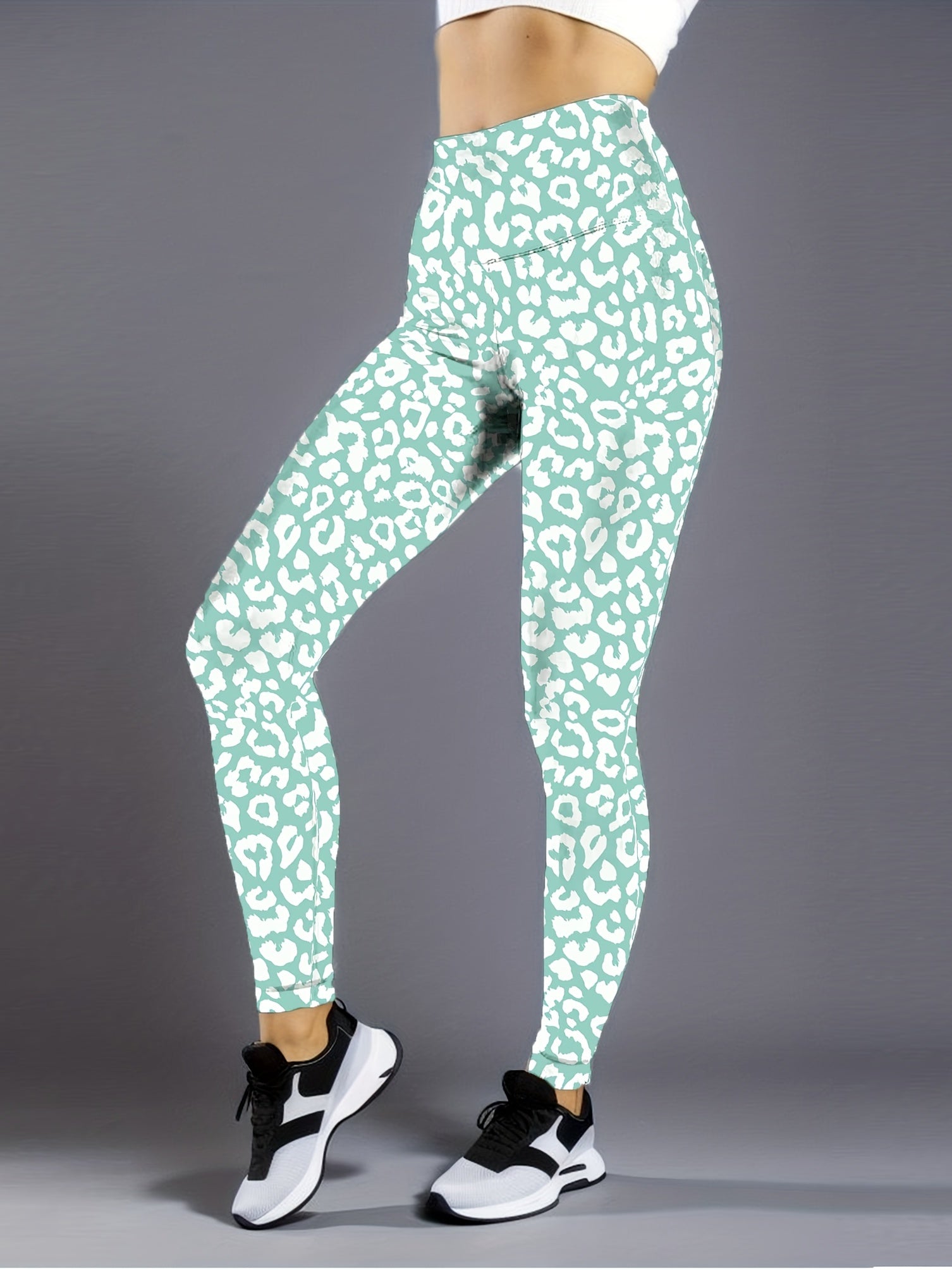 Leopard Print High Waist Yoga Pants Tummy Control Workout Tights