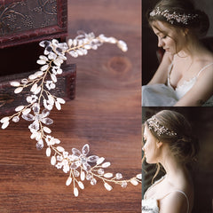 Golden Rhinestone Wedding Hair Comb Bride Headdress