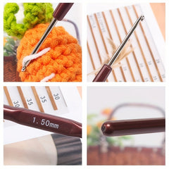 16pcs Crochet Hook Knitting Needles Set 0.5mm-2.5mm Yarn Sweater Weave Needles