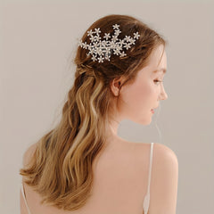 Silvery Flower Bride Hair Comb Wedding Hair Accessories For Brides