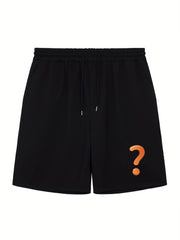 Men's Mark Print Workout Shorts Active Stretch Breathable Drawstring Sports Shor