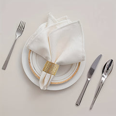 Rhinestone Napkin Rings 20pcs Cast Iron Polished Metal Hollow Christmas Decor