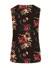 Floral Tank Top Twist Front Sleeveless Summer Casual Wear