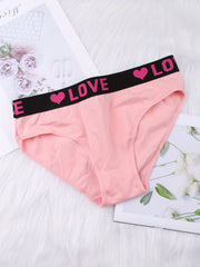6pcs Letter Tape Bikini Panties Soft & Colorblock Low Waist Intimates Panties