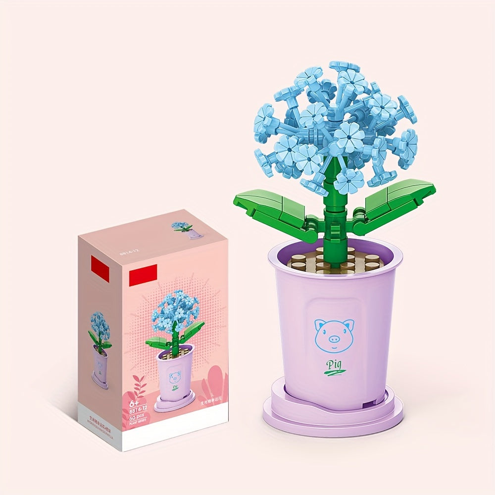 Flowers Assembled Building Block Toys Red Rose Model Hydrangea