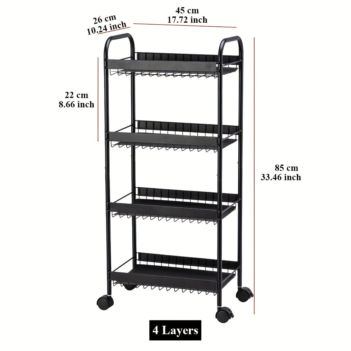 Small Cart Storage Rack Carbon Steel Kitchen Vegetable Fruit Basket