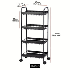Small Cart Storage Rack Carbon Steel Kitchen Vegetable Fruit Basket