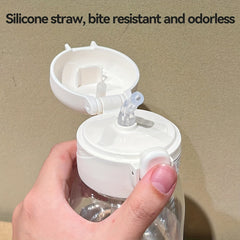 20oz 600ml Transparent Plastic Straw Water Cup with Lifting Ring