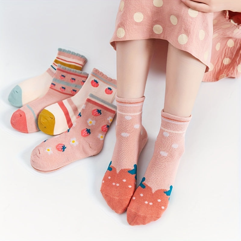 5 Pairs Girls Summer Breathable Mesh Socks