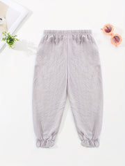 Kids Cartoon Embroidered Pants Soft Casual Capris
