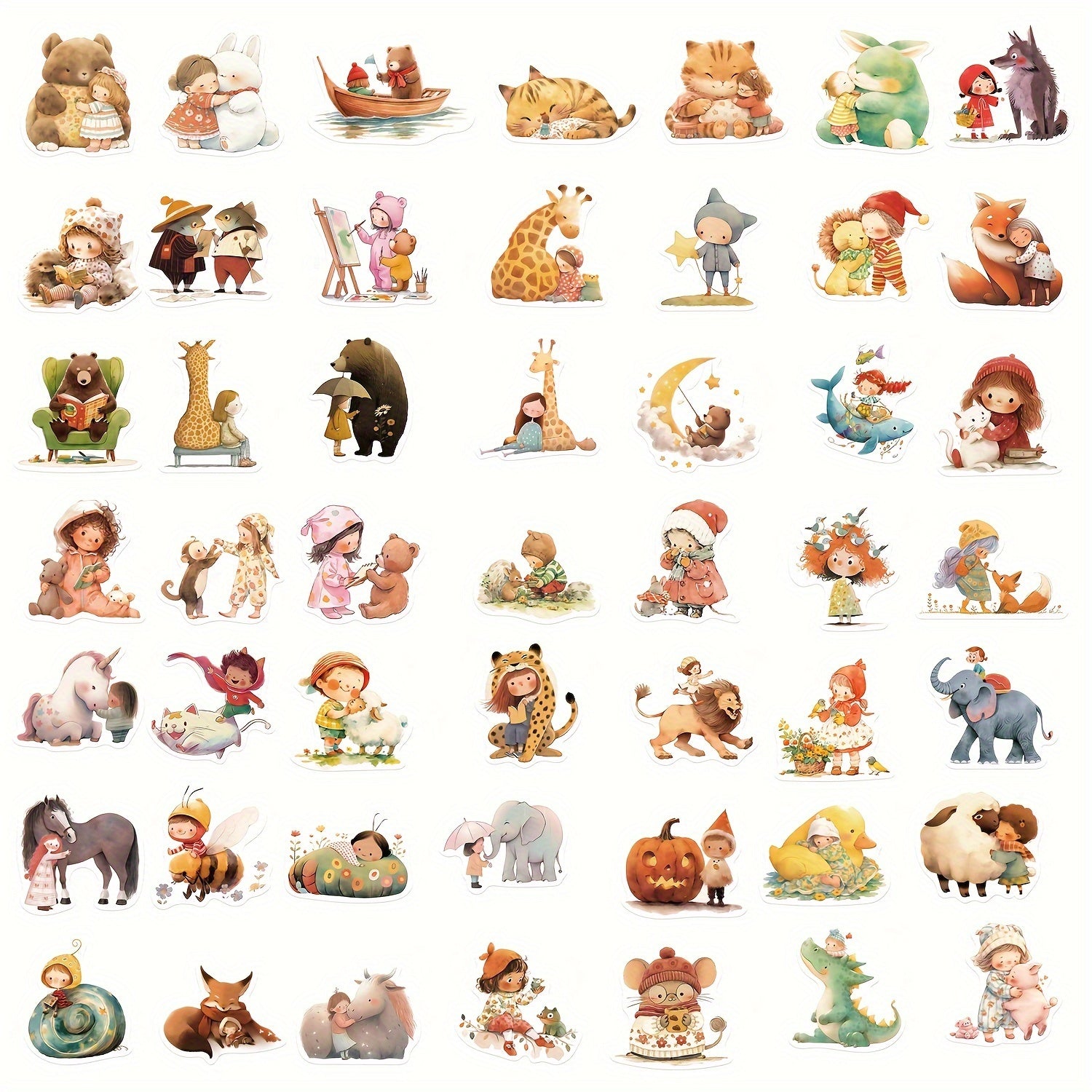 50pcs Lion Elephant Waterproof Vinyl Stickers for Laptop Skateboard Phone Case