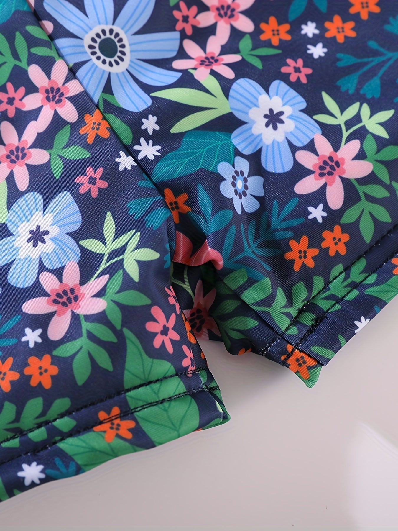 Boys Flower & Leaf Print Swim Trunks for Vacation