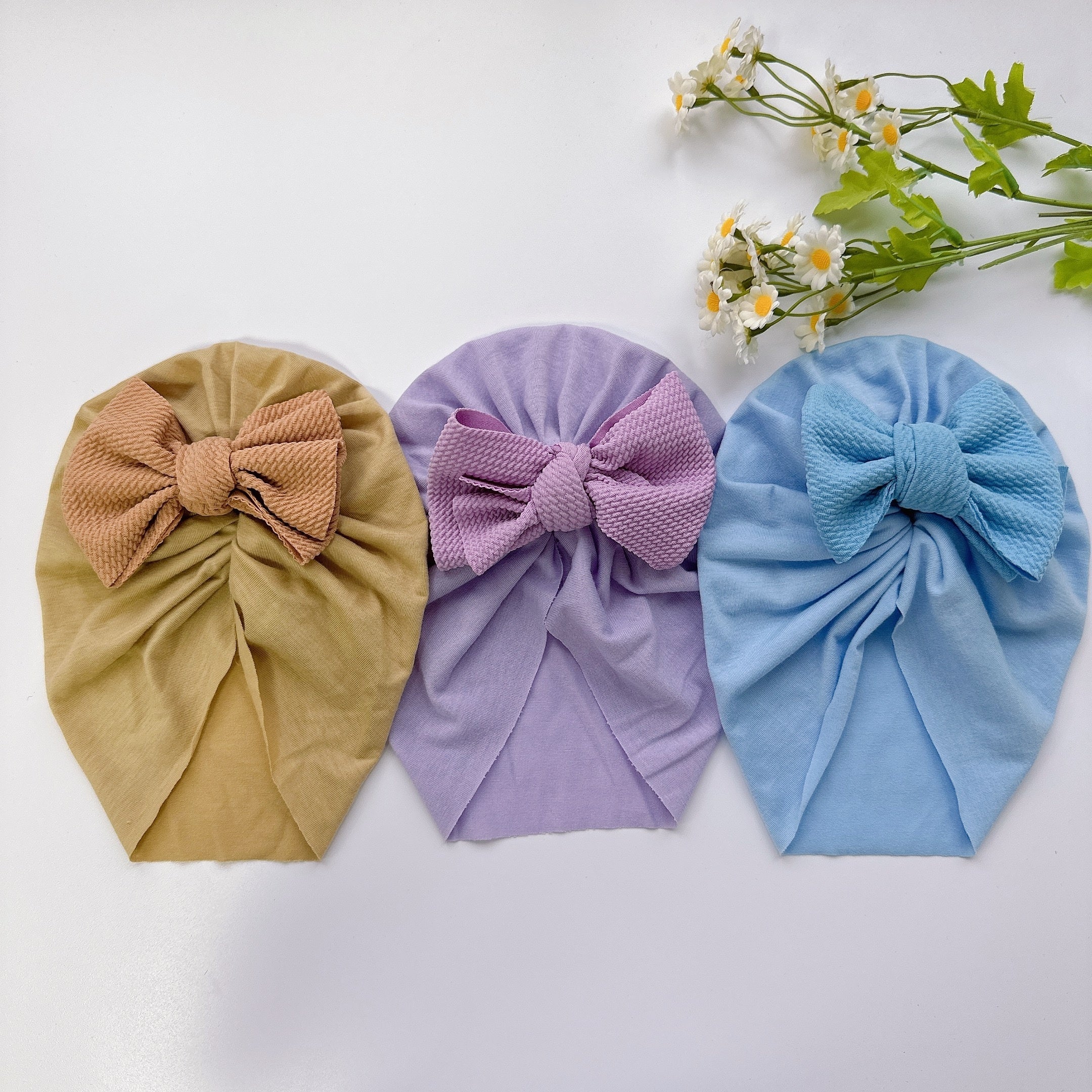 Baby Girls Twill Bubble Bownot Turban Hair Wrap Accessories