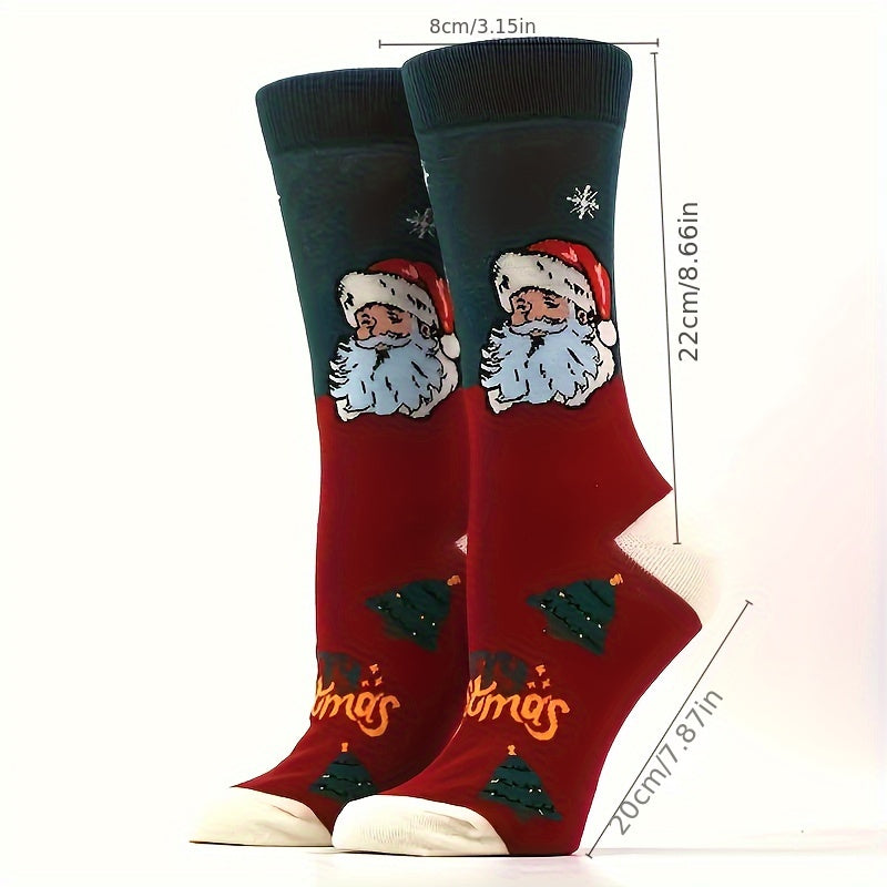 10 Pairs Christmas Socks Santa Claus Snowflake Elk Crew Socks Men's Year Socks