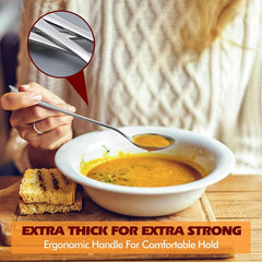 6pcs Stainless Steel Soup Spoons Bouillon Dessert Kitchen Tools