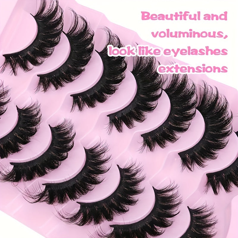 7 Pairs Fluffy False Eyelashes D Curl 8D Volume Lashes Fox Eye Style