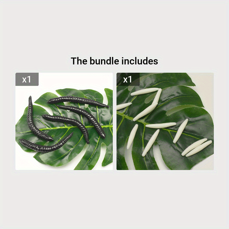 10pcs Bionic Green Worm Fly Larva Scare Toy for Birds Fish