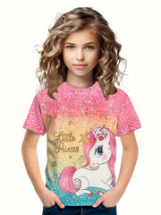 Sequin Unicorn Short Sleeve T-shirt Girls Spring Summer Gift