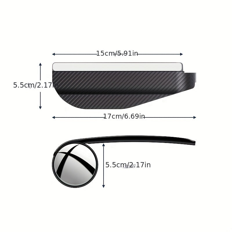 2pcs Carbon Fiber Rearview Mirrors Rain Eyebrow Blind Spot Mirror Refle